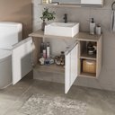 Ver imagem 6 de Conjunto para Banheiro Gabinete Suspenso 80cm com Cuba e Espelheira Amadeirado/branco