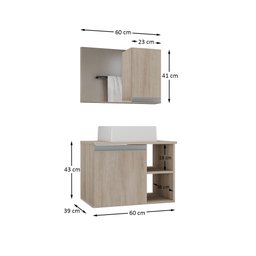 Conjunto de Gabinete Banheiro Virtus 60cm com Cuba e Espelheira - 4