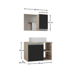 Conjunto de Gabinete Banheiro Virtus 60cm com Cuba e Espelheira - 4