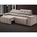Ver imagem 2 de Sofá com Porta Copos Carregador USB Ret Rec Samurai 2,50m Velosuede Bege - NETSOFAS