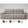 Sofá com Porta Copos Carregador USB Ret Rec Samurai 2,50m Velosuede Bege - NETSOFAS - 4