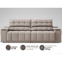 Ver imagem 5 de Sofá com Porta Copos Carregador USB Ret Rec Samurai 2,50m Velosuede Bege - NETSOFAS