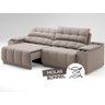 Sofá com Porta Copos Carregador USB Ret Rec Samurai 2,50m Velosuede Bege - NETSOFAS - 6