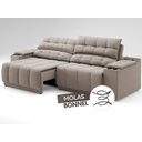 Ver imagem 7 de Sofá com Porta Copos Carregador USB Ret Rec Samurai 2,50m Velosuede Bege - NETSOFAS