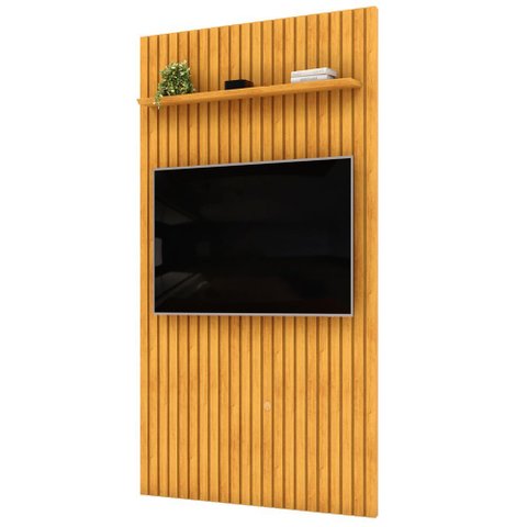 Painel Ripado para Tv 60 Pol Sala Quarto 143x240cm Lexa D05 Cedro - Lyam Decor