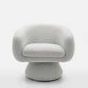 Ver imagem 2 de Poltrona Orgânica Giratoria Redonda Sala Venus Confortável Elegante Sapatas Plásticas Linho Off Whit
