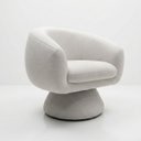 Ver imagem 3 de Poltrona Orgânica Giratoria Redonda Sala Venus Confortável Elegante Sapatas Plásticas Linho Off Whit