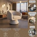 Ver imagem 6 de Poltrona Orgânica Giratoria Redonda Sala Venus Confortável Elegante Sapatas Plásticas Linho Off Whit