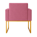 Ver imagem 5 de Kit 2 Poltronas Reforçada Recepção Base Metálico Dourado Rosê