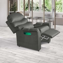 Poltrona Do Papai Reclinável Com Porta Objetos Sued Liso Cinza Luapa Estofados - 1