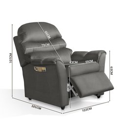 Poltrona Do Papai Reclinável Com Porta Objetos Sued Liso Cinza Luapa Estofados - 4