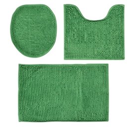 Tapetes para Banheiro de Microfibra Antiderrapante Soft Ball Short 3 Peças - Rio Home Verde Claro - 1