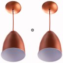 Ver imagem 1 de Kit 2 Lustre Pendente Cone De Alumínio 20x14cm Cobre