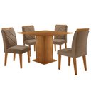 Ver imagem 2 de Mesa de Jantar Loren 90cm Mdf 4 Cad Melissa Moderna Mobilia Veludo Capuccino/naturalle Laminado