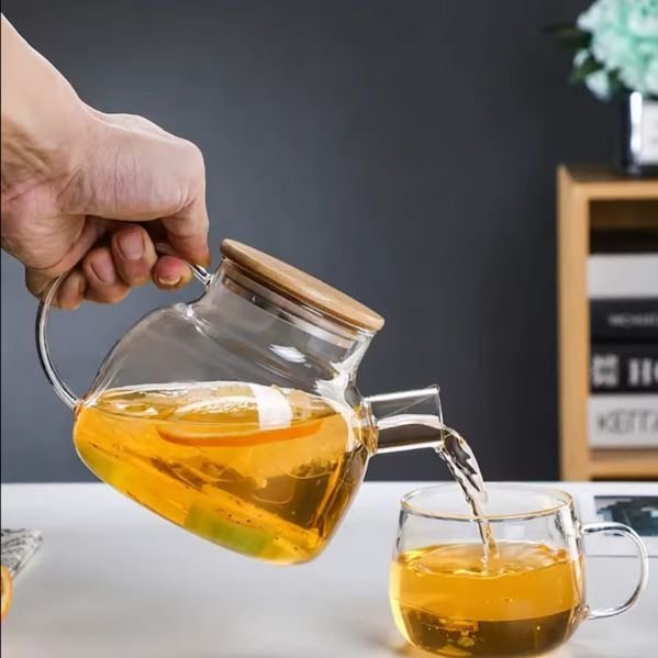 Chaleira Bule com Infusor Vidro 1,3 Litros Tampa Bambu - 4