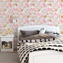 Ver imagem 2 de Papel de Parede Decorativo Baby Bailarina Rosa com Fundo Listrado Cinza 2,5m