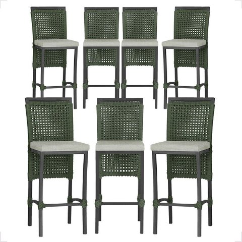 7 Banqueta em Alumínio Roma Preta Corda Náutica Tecido 3