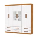 Ver imagem 1 de Guarda Roupa Dallas 6 Portas com Espelho Central 6 Gavetas Carioca Moveis Cinamomo/neve