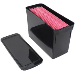 Caixa Organizadora Multiuso com Tampa para Pasta Suspensa e Objetos - Preto - 3