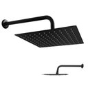 Ver imagem 1 de Ducha Chuveiro Slim 20x20 Quadrado Suporte Parede Preto Fosco Piscina Area Externa Banheiro Ab.MIDIA