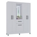 Ver imagem 1 de Guarda Roupa Solteiro Atlas Capelinha 5 Portas Branco Brilho - Poquema