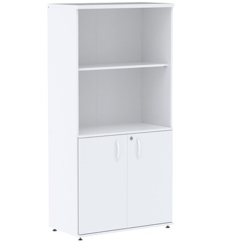 Armário Misto PE25 Pandin 79,20 (largura) MDP Cor Liso Branco com Duas portas e Prateleira