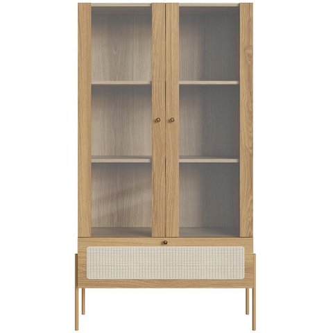 Cristaleira para Sala de Jantar 2 Portas Industrial Indy A03 Hanover Dourado