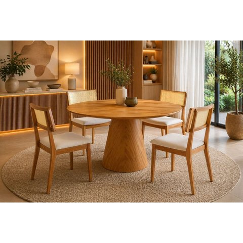 Sala de Jantar Redonda 4 Cadeiras Maciça Toscana- Imperial