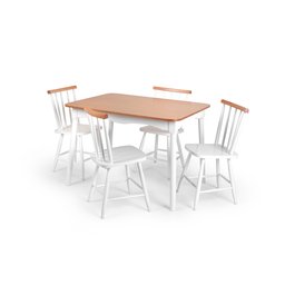 Jogo de Jantar Colonial Clássico Mesa Soft 4 Cadeiras Brancas Cozinha - 1