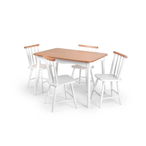 Jogo de Jantar Colonial Clássico Mesa Soft 4 Cadeiras Brancas Cozinha