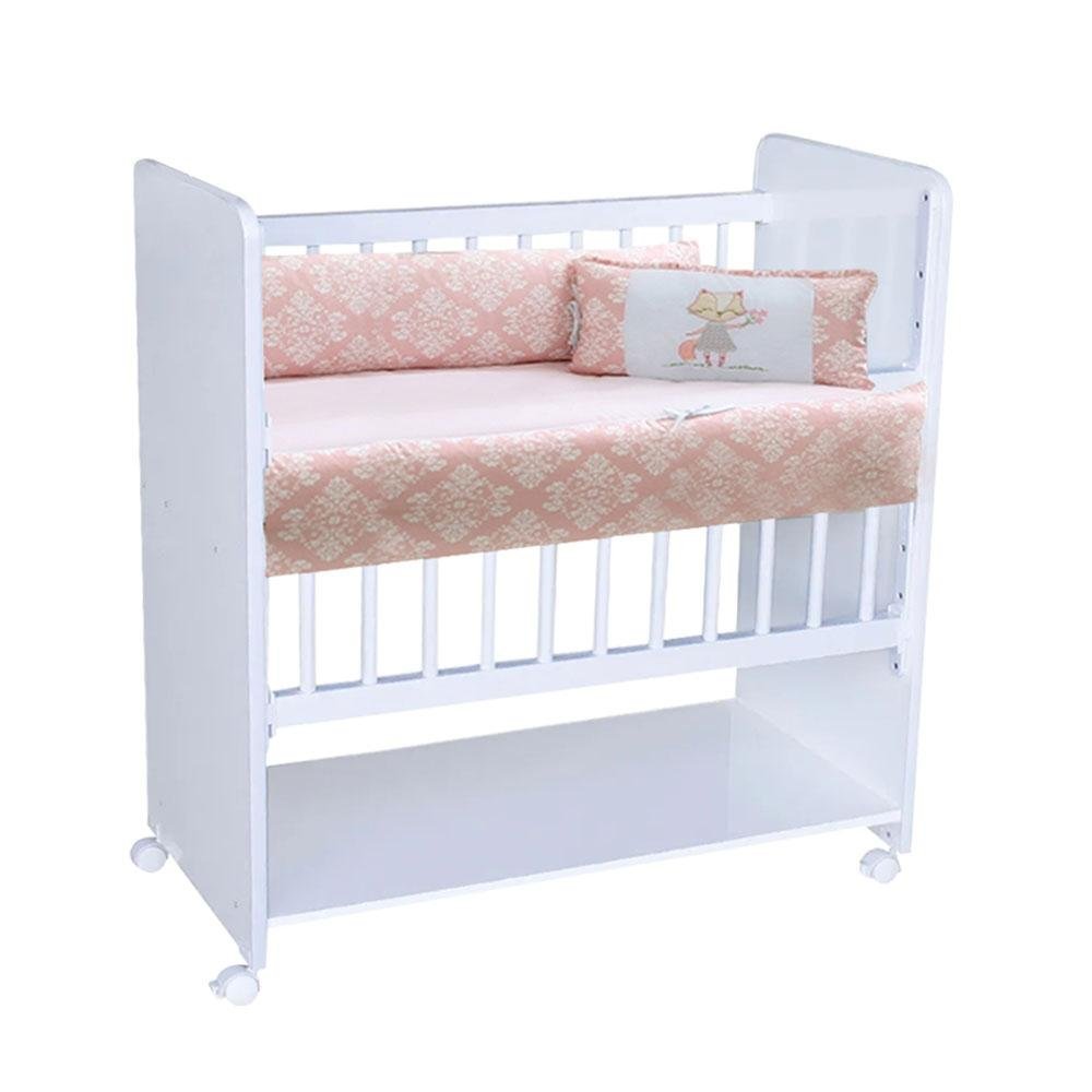 Mini Berço Bed Side New Baby com Colchão e Grade Móvel - D`rost - Branco - 1