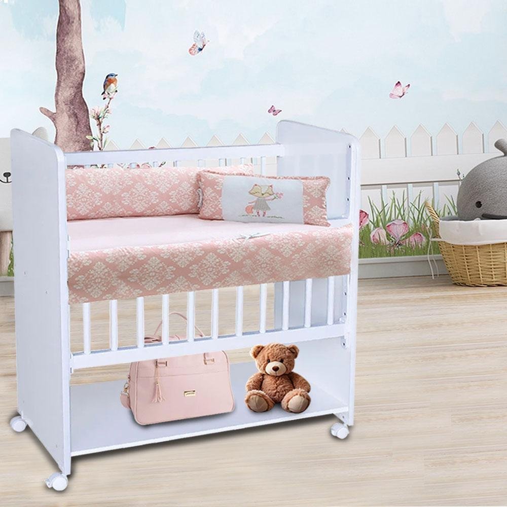 Mini Berço Bed Side New Baby com Colchão e Grade Móvel - D`rost - Branco - 3