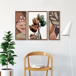 Kit 3 Quadros Decorativos Abstrato Flores Sala Quarto - 3