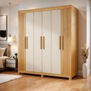 Ver imagem 1 de Guarda Roupa Casal 6 Portas 2 Gavetas 100% MDF Norten Marrom/Cinamomo/Off White
