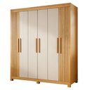 Ver imagem 2 de Guarda Roupa Casal 6 Portas 2 Gavetas 100% MDF Norten Marrom/Cinamomo/Off White