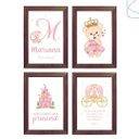 Ver imagem 1 de Kit com 4 Quadros Decorativos Infantil Ursinha Princesa:tabaco