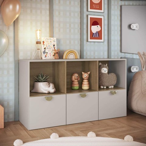 Cômoda Infantil 122,5cm com 3 Gavetões e 3 Ninchos Organizadores Dl1020 Lille Art In Móveis