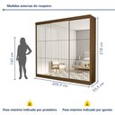 Ver mais imagens de Guarda Roupa Casal Premium Isabela 205,9cm com Espelho 3 Portas 4 Gavetas Yescasa Marrom/Freijó