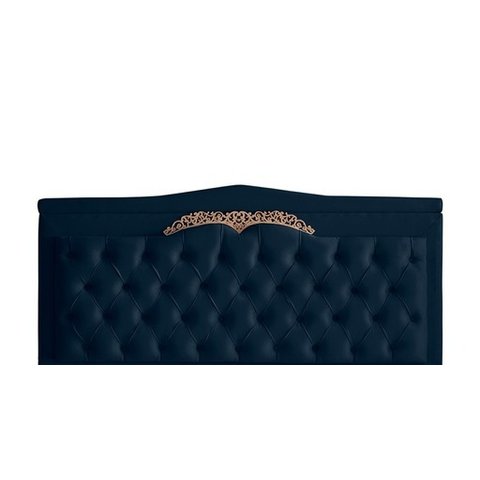 Cabeceira de Cama Box Painel Helena Casal 140 Cm Retro Capitonê Botão Encapados Suede Azul Marinho e