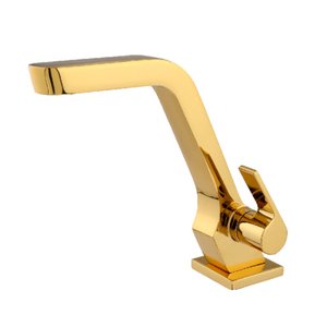 Torneira Luxo Lavatório 61019 Unic Metal Gold 1/4 de Volta Banheiro Dourada
