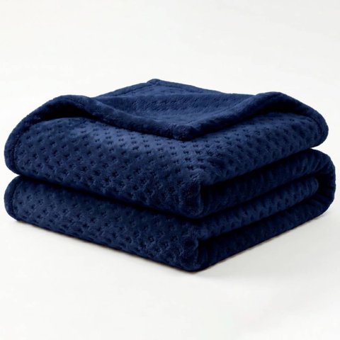 Manta Queen Flan Soft Texturizada Marinho 260g/m² - 1 Peça - 100% Poliéster