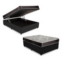 Ver imagem 1 de Cama Box Baú Casal Conforto Sintético Preto + Colchão Casal Conforto Espuma D33 com Eps 26x138x188