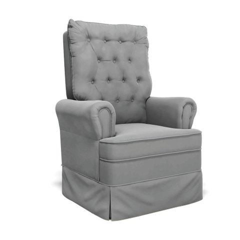Poltrona de Amamentação com Balanço Laura Veludo Cinza Tb122 Base de Madeira - D’Rossi