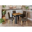 Ver imagem 1 de Conjunto: Mesa Sala Jantar Grace c/ Tampo Madeirado 90cm + 4 Cadeiras Maia Cinza/Nature/Mascavo -