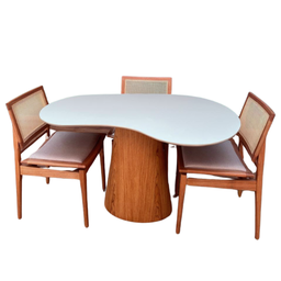Mesa de Jantar Cone Orgânica Beca 140x90cm Madeira Freijó e Offwhite - 4