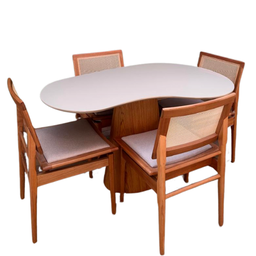 Mesa de Jantar Cone Orgânica Beca 140x90cm Madeira Freijó e Offwhite - 2