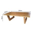 Ver imagem 4 de Mesa de Jantar Retangular Rústica em Madeira Maciça 2,5m em U Pé Vazado
