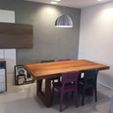 Ver imagem 1 de Mesa de Jantar Retangular Rústica em Madeira Maciça 2,5m em U Pé Vazado