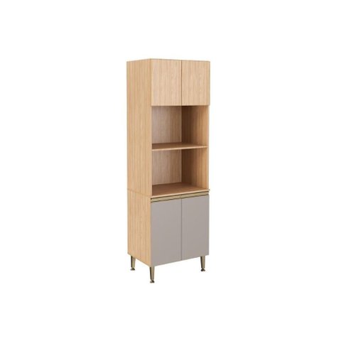 Paneleiro Cozinha Modulado Rebeca 4 Portas 70cm Mel/Cinza Movelbento