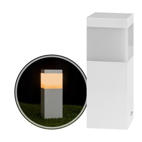 Poste Balizador Branco 20cm para Jardim em Alumínio + LED Branco Quente ST2791